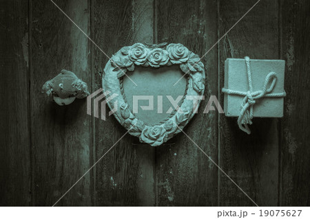 frames and gifts on a wooden 19075627