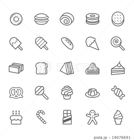 Set of Outline stroke Dessert and Sweet icon Set of Outline stroke Dessert and Sweet icon 19076691