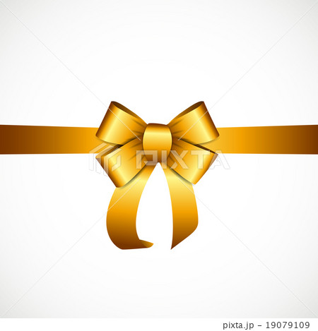 Gift Card with Gold Ribbon and Bow. Vector 19079109