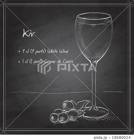 Kir alcohol cocktail on black board Kir alcohol cocktail on black board 19080024