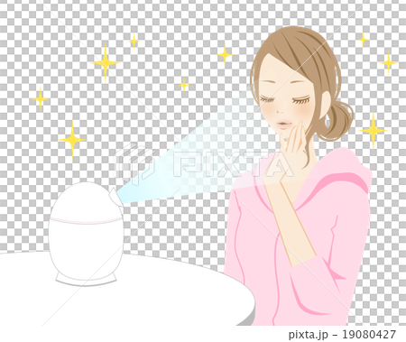 Women Who Moisturize Skin With Beauty Equipment Stock Illustration