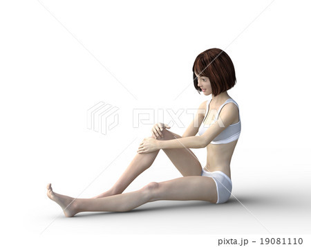 スキンケアする若い女性　perming3DCGイラスト素材 19081110