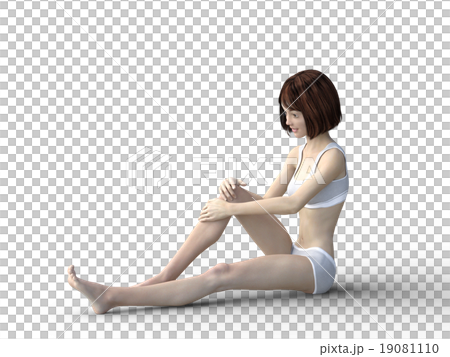 スキンケアする若い女性　perming3DCGイラスト素材 19081110