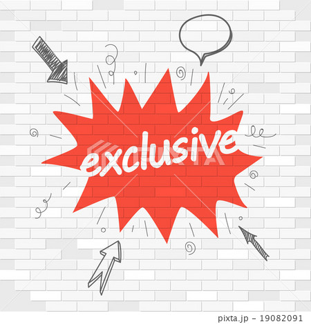 White brick wall and graffiti label. Exclusive 19082091