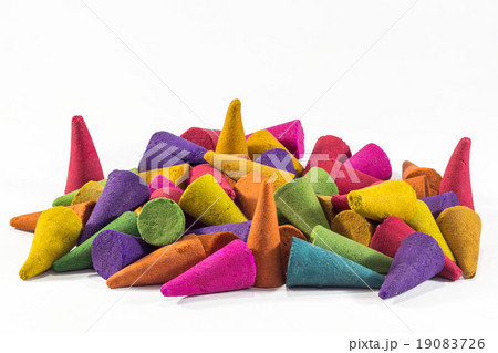 Colorful incense cones with white background 19083726