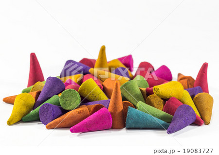 Colorful incense cones with white background 19083727