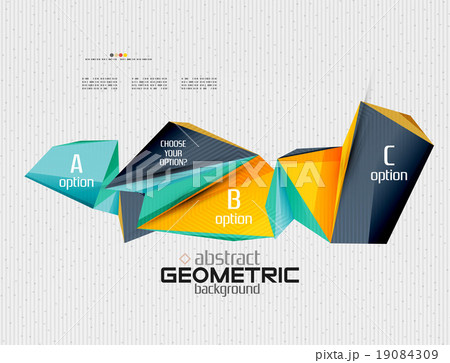 Abstract info banner with options, geometric paper 19084309