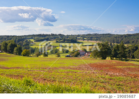 Rural landscape with a Farm and a fileld 19085687