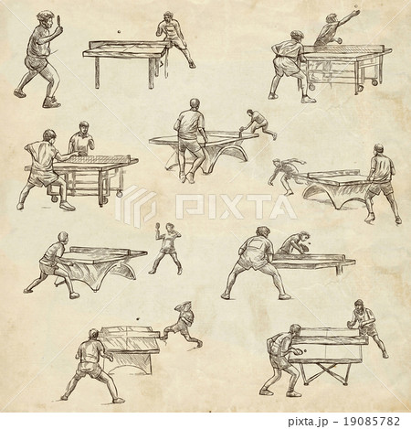 Table tennis - feehand sketching, collection Table tennis - feehand sketching, collection 19085782