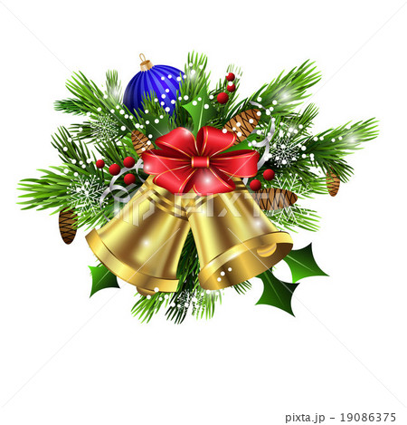 Christmas decoration evergreen trees and bells Christmas decoration evergreen trees and bells 19086375