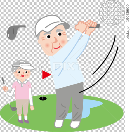 シニア　ゴルフを楽しむ　趣味 19086600
