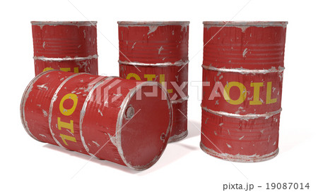 red oil barrels isolated on white 19087014