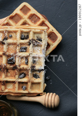 tasty waffle with milk 19091287