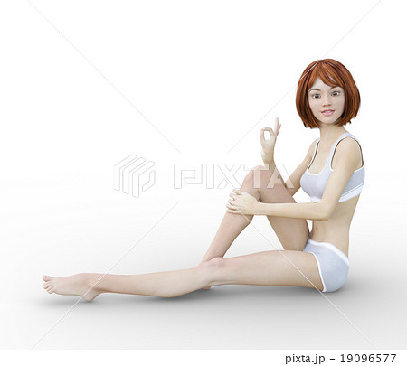 スキンケアする若い女性　perming3DCGイラスト素材 19096577