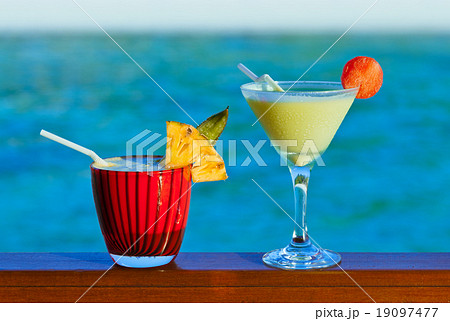 Fruit cocktail on Maldives beach Fruit cocktail on Maldives beach 19097477