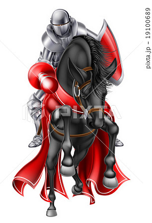 Jousting Medieval Knight on Horse 19100689
