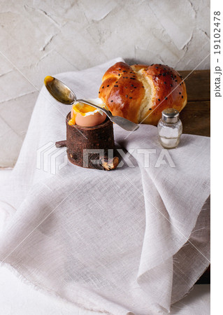 Breakfast with egg and bread Breakfast with egg and bread 19102478