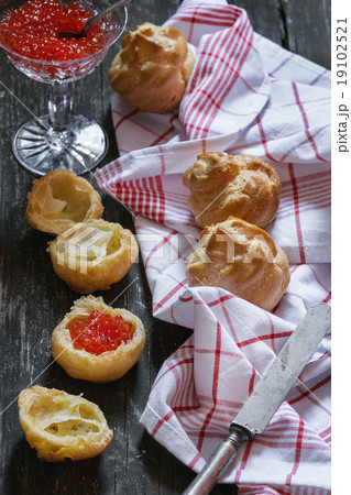 Profiteroles with red caviar Profiteroles with red caviar 19102521