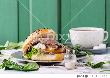 Sandwich with meat and egg Sandwich with meat and egg 19102537