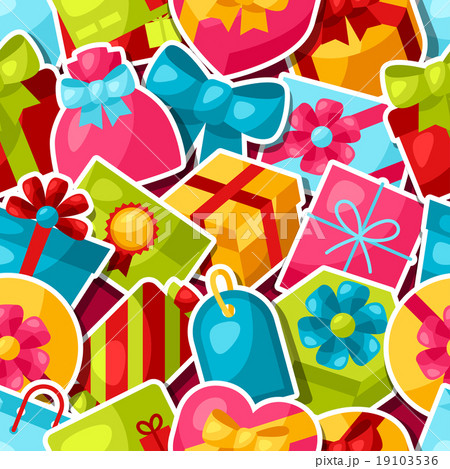 Seamless celebration pattern with colorful sticker Seamless celebration pattern with colorful sticker 19103536