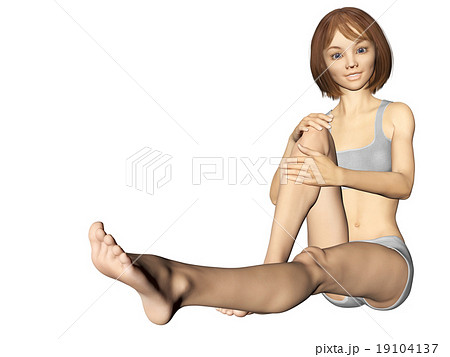 スキンケアする若い女性　perming3DCGイラスト素材 19104137