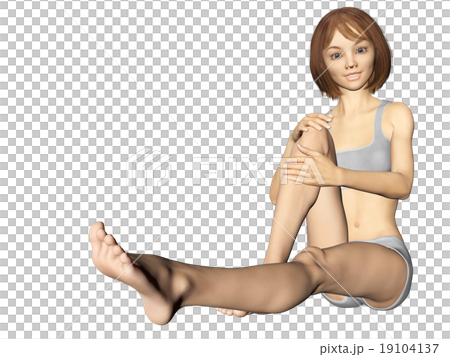 スキンケアする若い女性　perming3DCGイラスト素材 19104137