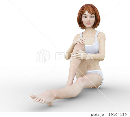 スキンケアする若い女性　perming3DCGイラスト素材 19104139