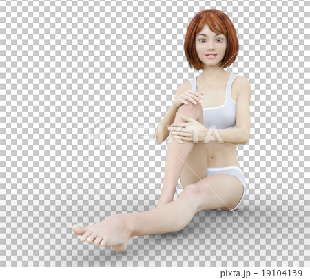 スキンケアする若い女性　perming3DCGイラスト素材 19104139