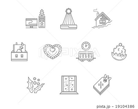 Christmas corporate event line vector icons set Christmas corporate event line vector icons set 19104386