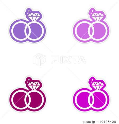 Set of paper stickers on white background wedding Set of paper stickers on white background wedding 19105400
