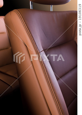 Leather car seat close up photo 19106319