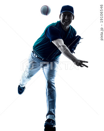 man baseball player silhouette isolated 19106546
