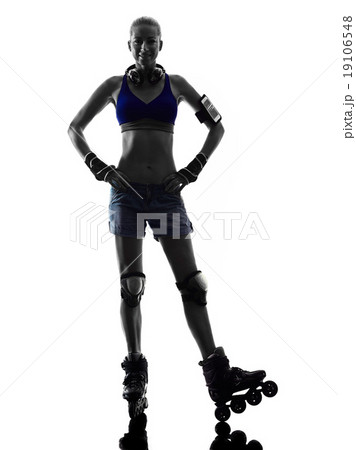 woman in roller skates  silhouette 19106548