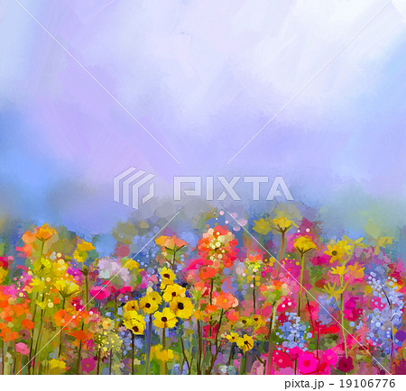 Oil painting of summer-spring flower in fields 19106776