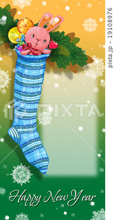 Christmas sock with gifts and toys 19108976