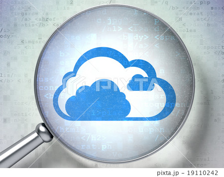 Cloud technology concept: Cloud with optical glass 19110242