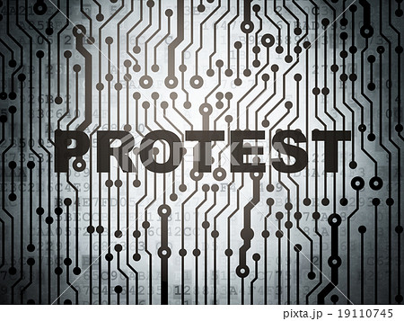 Political concept: circuit board with Protest 19110745