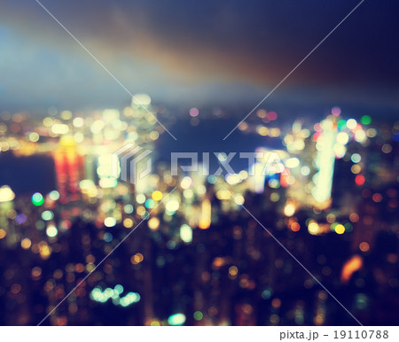 blured lights from peak Victoria, Hong Kong 19110788