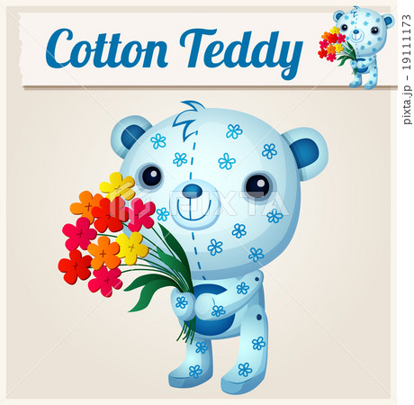 Blue Cotton Teddy Bear Cartoon Vectorのイラスト素材