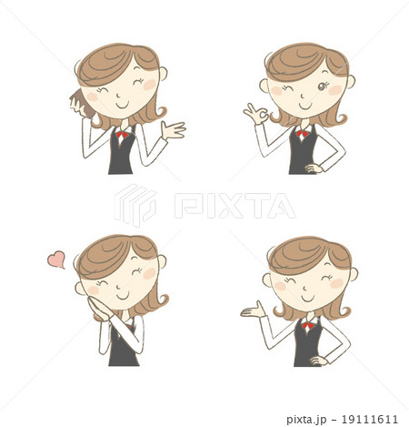 いろいろな表情とポーズをする制服の女性 19111611