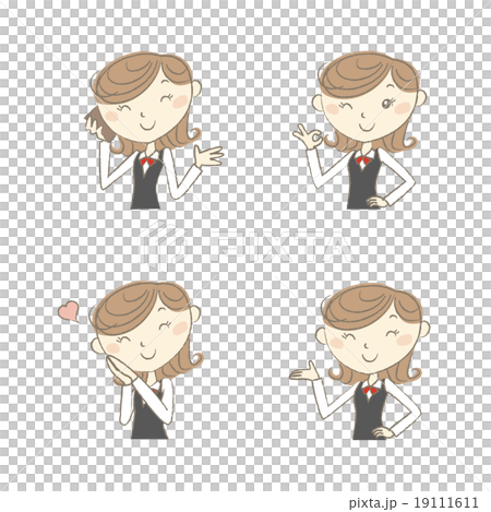 いろいろな表情とポーズをする制服の女性 19111611