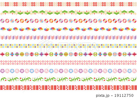 素材 かわいいお正月ライン2 テクスチャ のイラスト素材