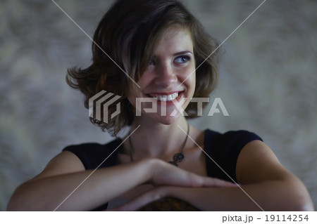 Portrait of a cheerful girl in a sexy blue Portrait of a cheerful girl in a sexy blue 19114254