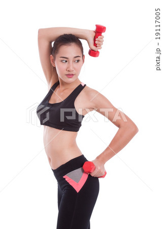 Sport woman doing exercise with lifting weights 19117005