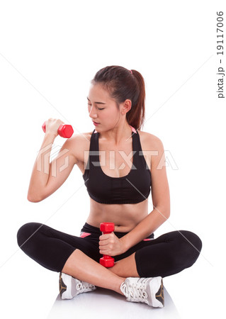 Sport woman doing exercise with lifting weights 19117006