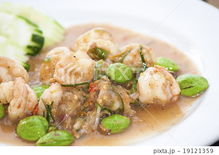 Thai food style spicy fried stink bean with shrimp 19121359