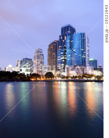 Bangkok city downtown at night with reflection of skyline, Bangk 19121643
