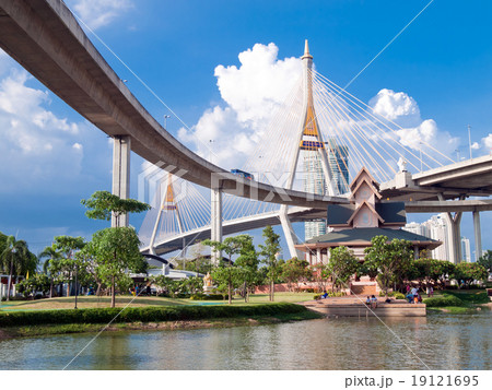 Bhumibol Bridge in Thailand,The bridge crosses the Chao Phraya R Bhumibol Bridge in Thailand,The bridge crosses the Chao Phraya R 19121695
