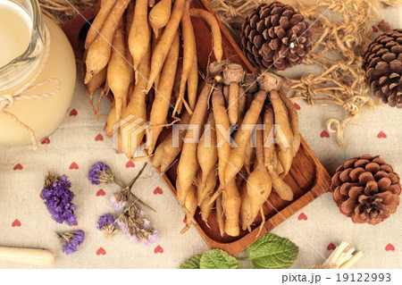 Galingale water and fresh galingale with honey. 19122993
