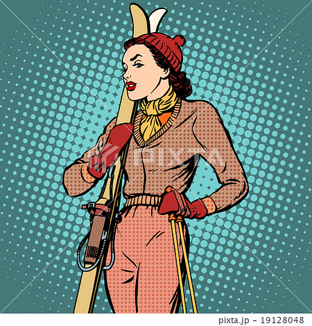 Girl retro skier Girl retro skier 19128048